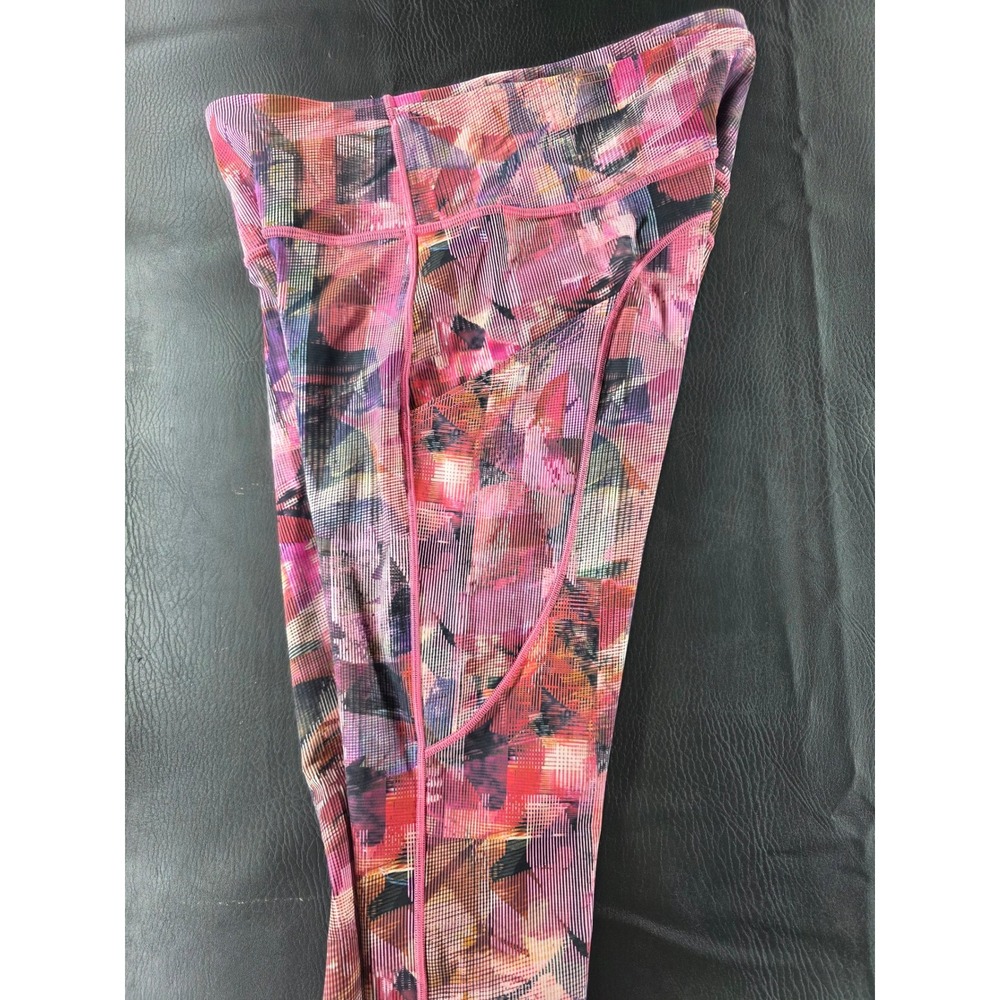 Lululemon Womens Pink Purple Abstract High Rise Leggings Side Pockets Size 8 - Picture 5 of 7